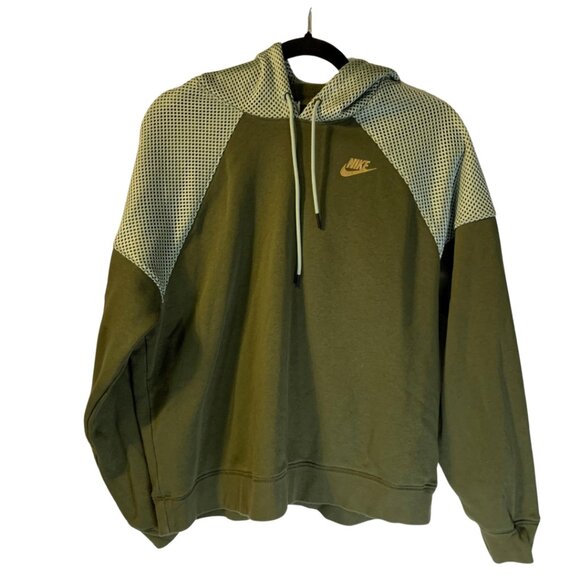 Nike Court Womens SDC Fleece Hoodie Sz L Serena Williams Design Crew Olive Green - Picture 1 of 6